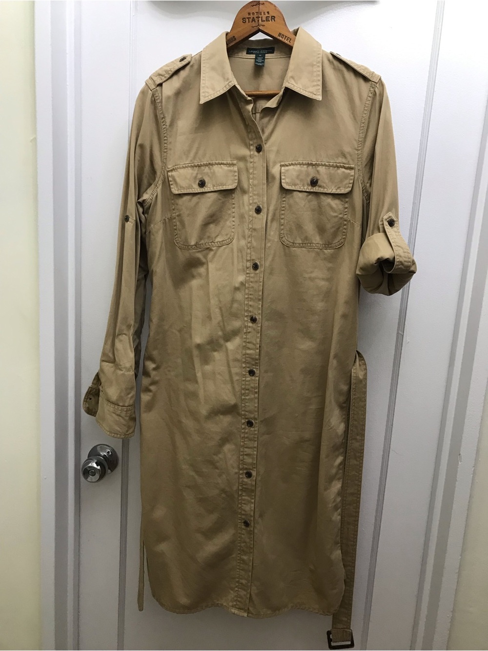 Lauren Ralph Lauren Khaki Long-Sleeve Shirt Dress